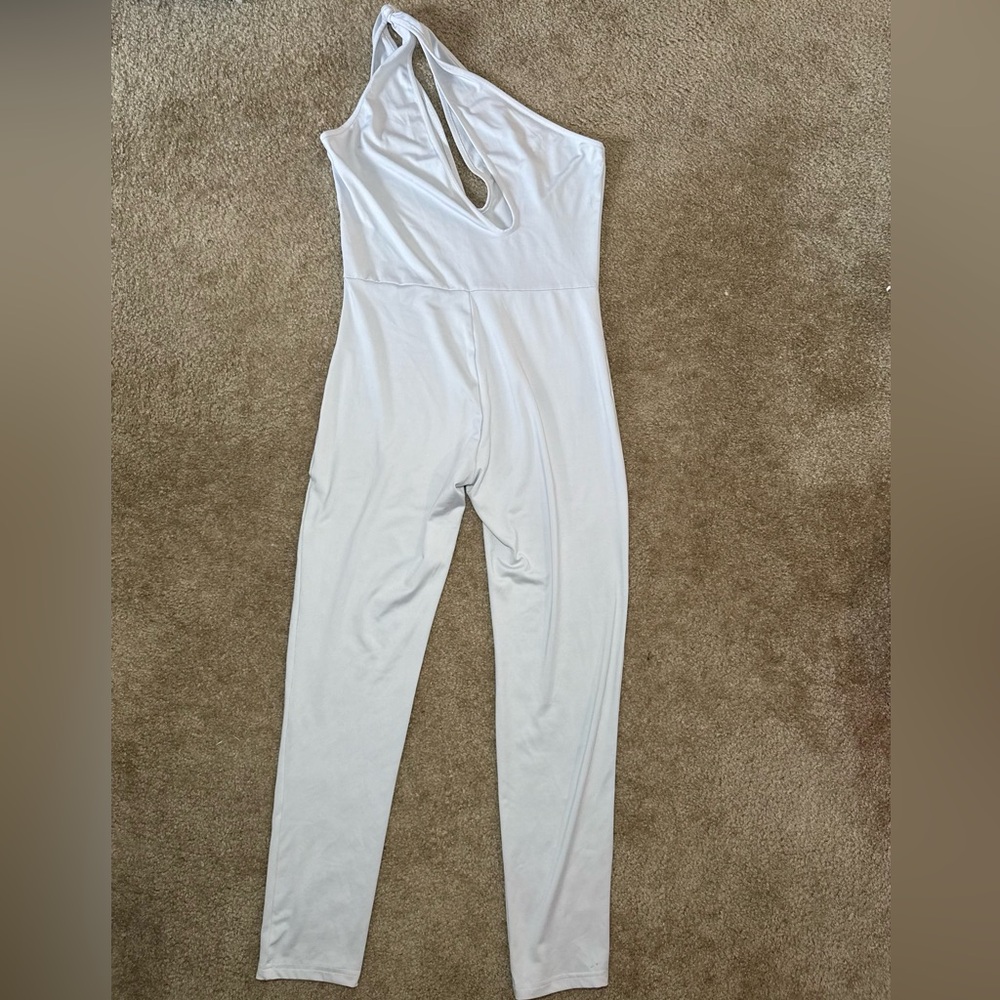 Amazon White One-Shoulder Jumpsuit